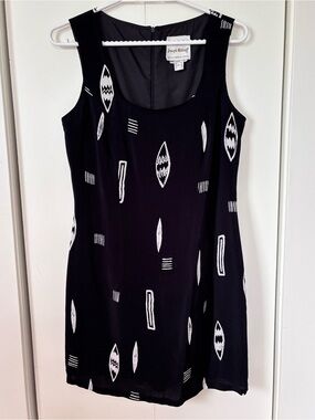 Joseph Ribkoff Vintage Black White Sleeveless Dress Size 8 Made in Canada